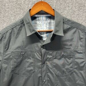 KUHL Stealth Shirt Mens M Gray Snap Button Short Sleeve Hiking Outdoor 7276